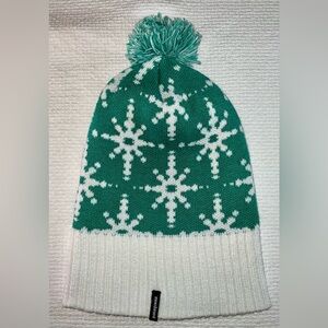 Patagonia Snowflake Beanie Hat - Worn wear - one size - teal green and white
